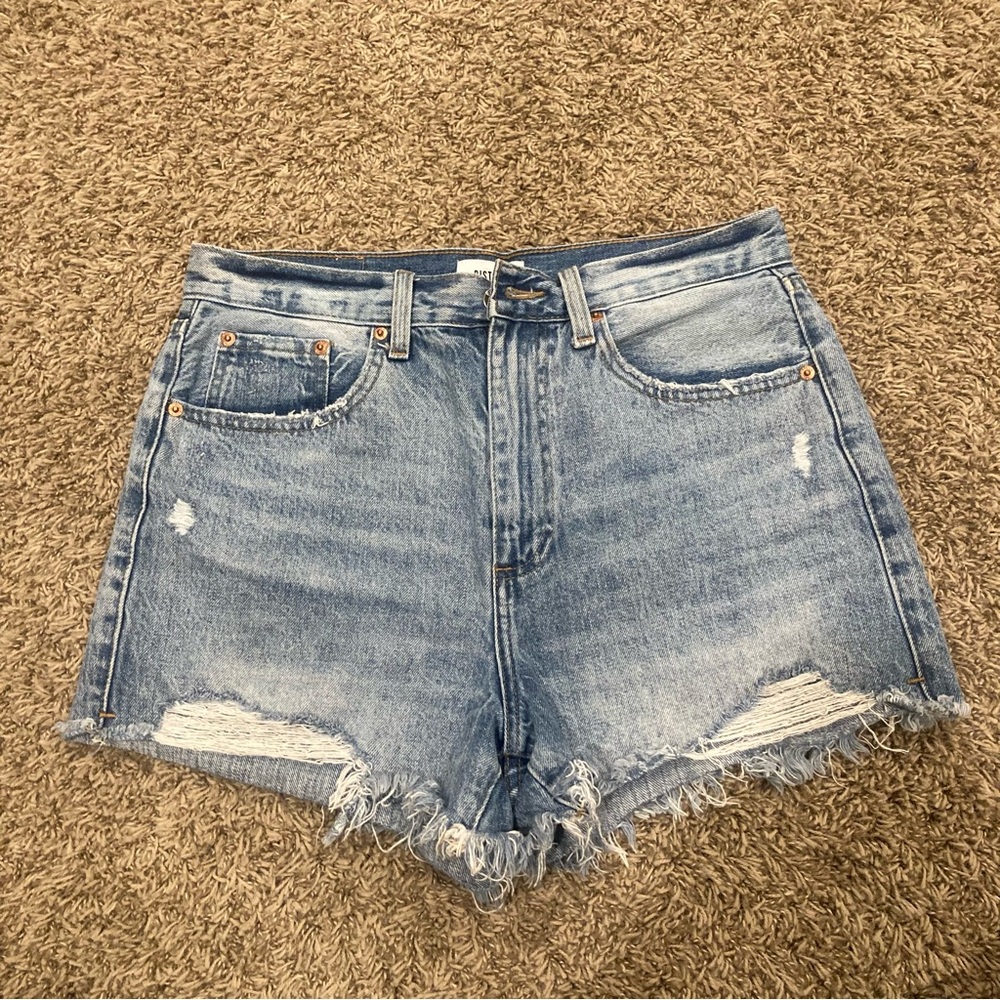 Pistola light wash distressed jean shorts 100% cotton size 29